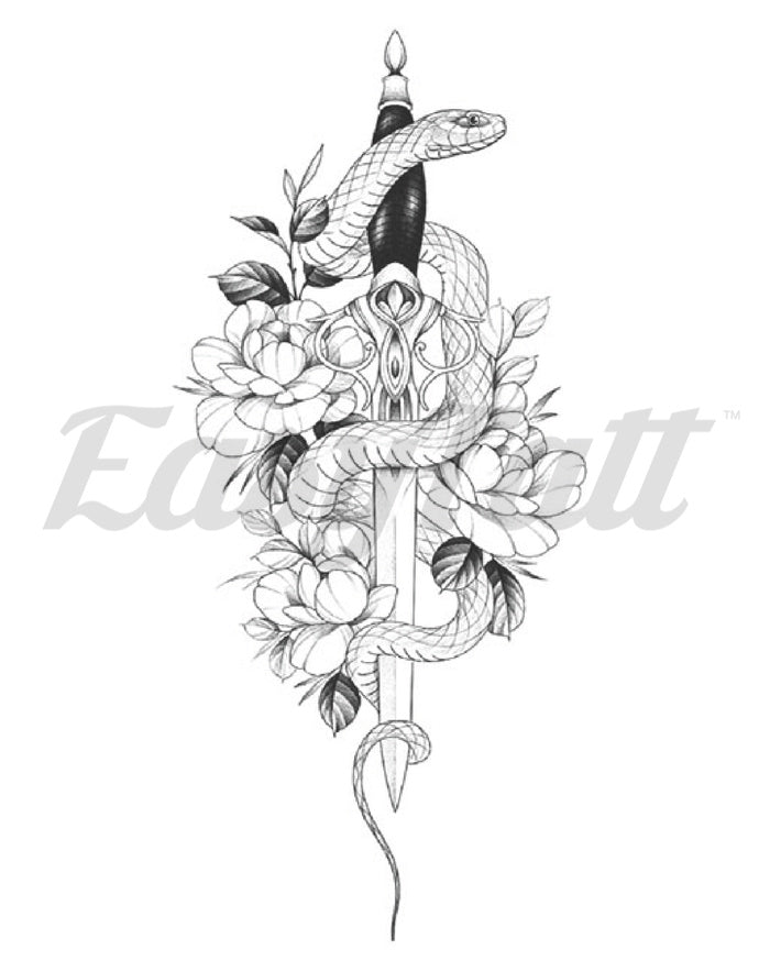 Dagger Serpent - Temporary Tattoo